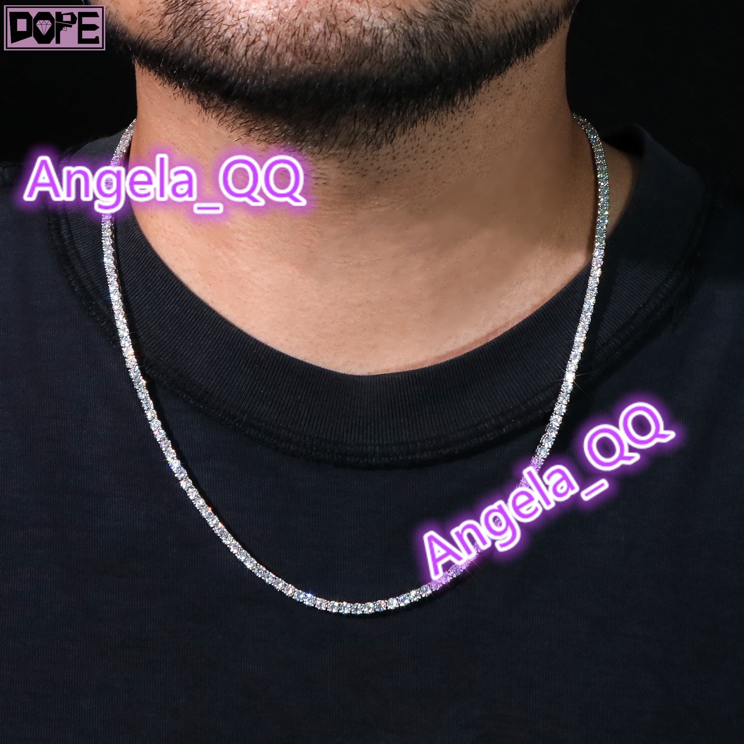 3-6MM Tennis Chain 925 Silver Tennis Necklace Iced Out Bling Hiphop Moissanite Tennis Chain