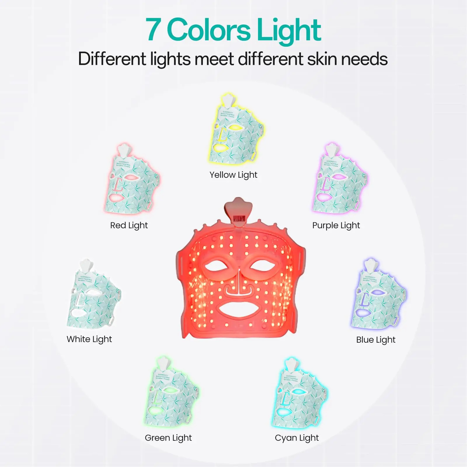7 Colors Led Light Facial Mask Face Light Mask for Face -Aging Reduce s Infrared Light Rejuvenation 250527