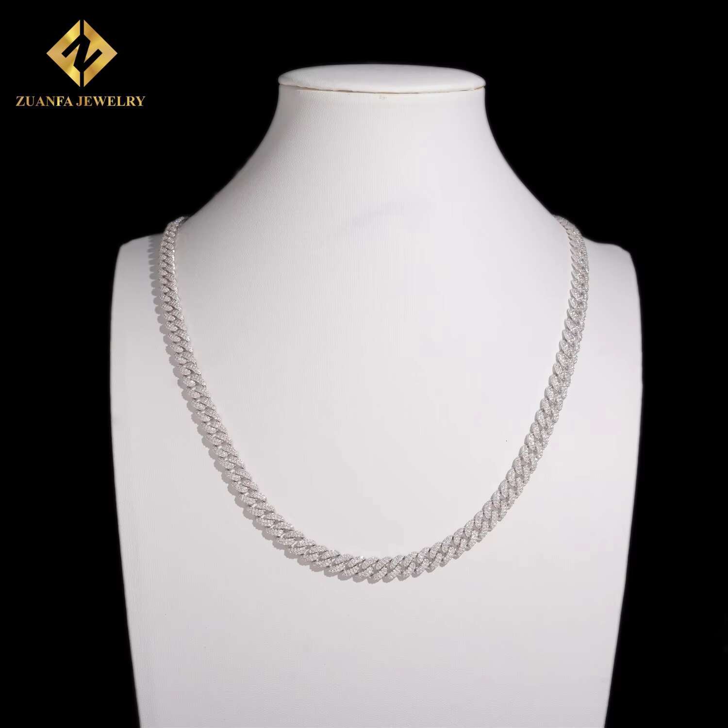Iced Out 8mm Hip Hop Moissanite Cuban Link Chain Pass Diamond Tester 925 Silver Moissanite Diamond Cuban Llink