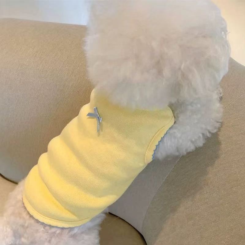 T00347 Yorkshire Terrier Dog Korean Puff Sleeve Lace Stretch Shirt Small Dog Comfortable Clothes