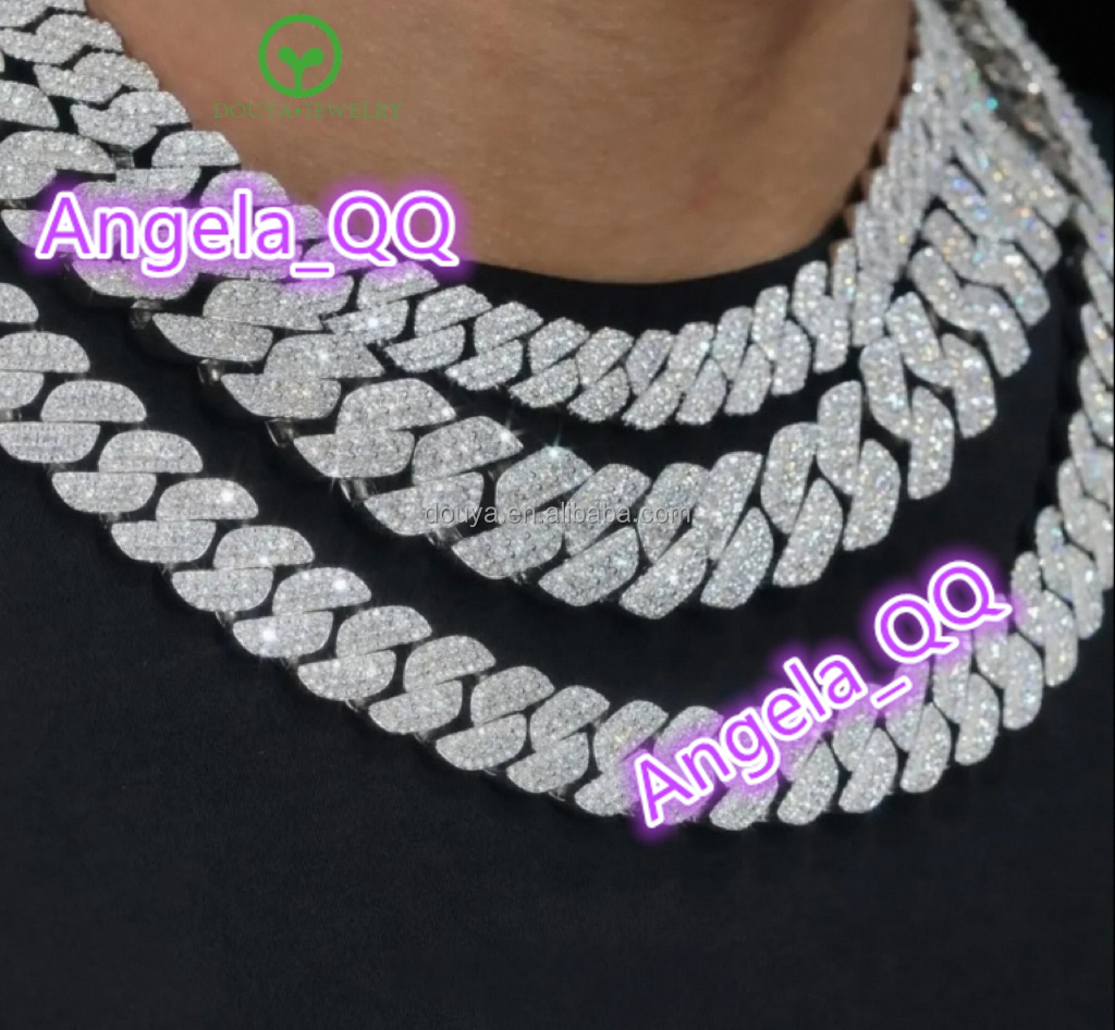 VVS Moissanite 23.5mm Custom S925 Silver Fashion Jewelry GRA Pendant Mans Hiphop Cuban Link Chain Moissanite Necklace