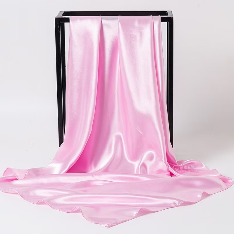 T854 Spring and Autumn Solid Color Scarf Satin All-match Professional Decoration Art Scarf Korean Version