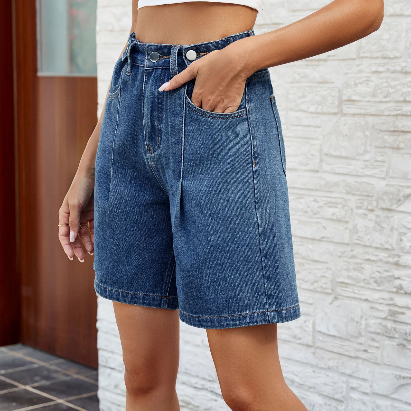 Summer Jean Shorts Women Denim High Waist Black Bue Short Jeans Y2k Summer Pants Women Bermuda Denim Shorts Wide Leg Baggy 250527