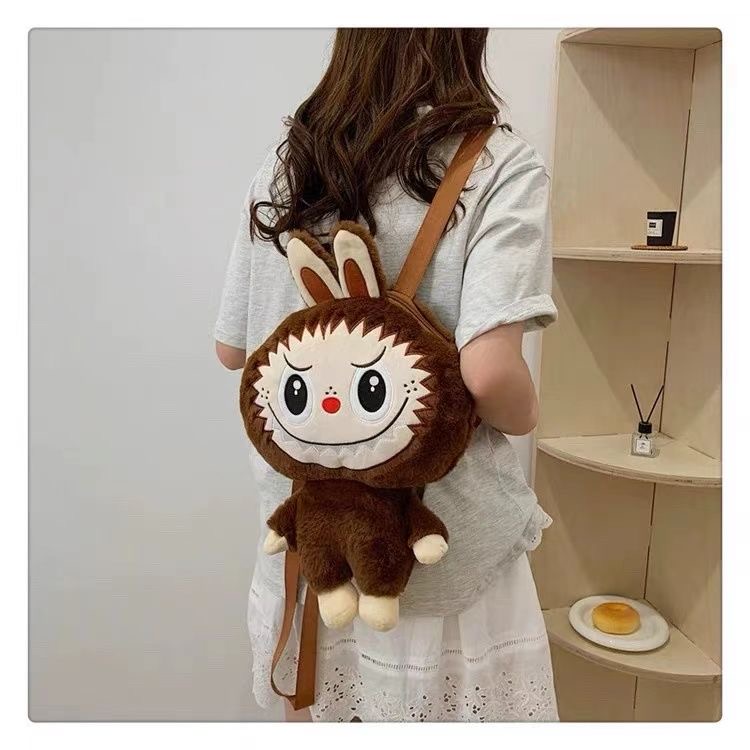 Labubu zimomo Backpack Cute Cartoon Plush Doll Backpack New Student Crossbody Bags The Monsters Outdoor Travel Bag Toy