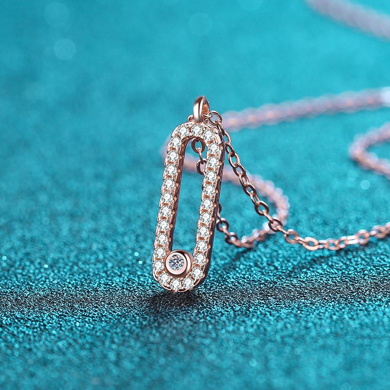 925 Sterling Silver Oval Moissanite Pendant Necklace for Women Minimalist European Style Affordable Luxury Jewelry Factory Direct Sale