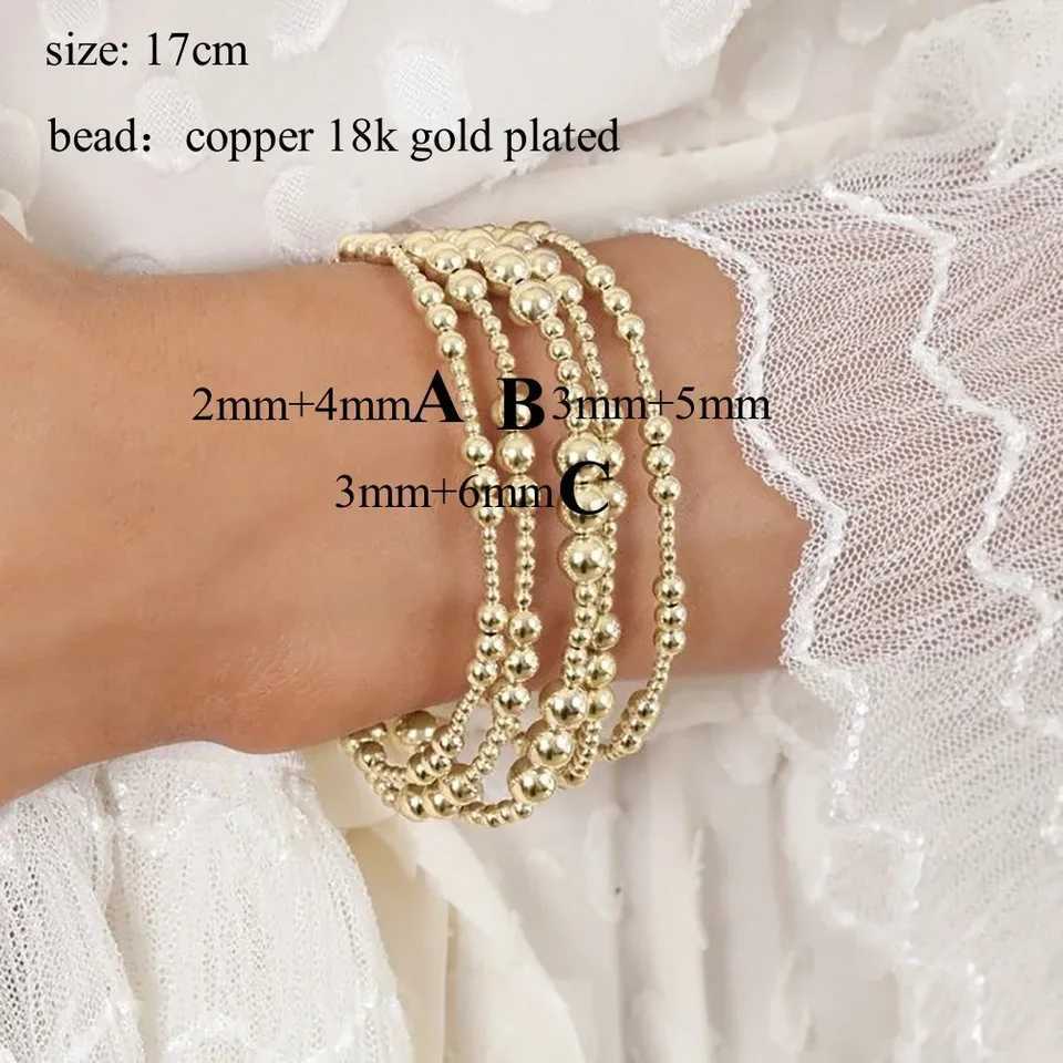 KKBEAD 18K Gold Plated Bracelet for Women Waterproof Beads Bracelets Jewelry Gift for Her Pulseras Mujer L250530