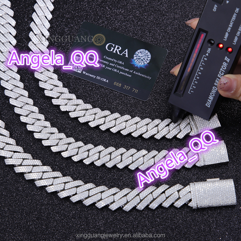 Wholesale Hip Hop Chain Moissanite CRA Cuban Chain 925 Sterling Silver Gold Plate Fine Jewelry Necklaces Bracelets