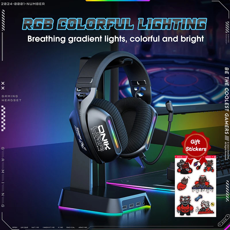 ONIKUMA GT808 24GHz Wireless Gaming Headset Noise Cancelling Earphone For PS5 PC Mac Headphones With Mic RGB 250526