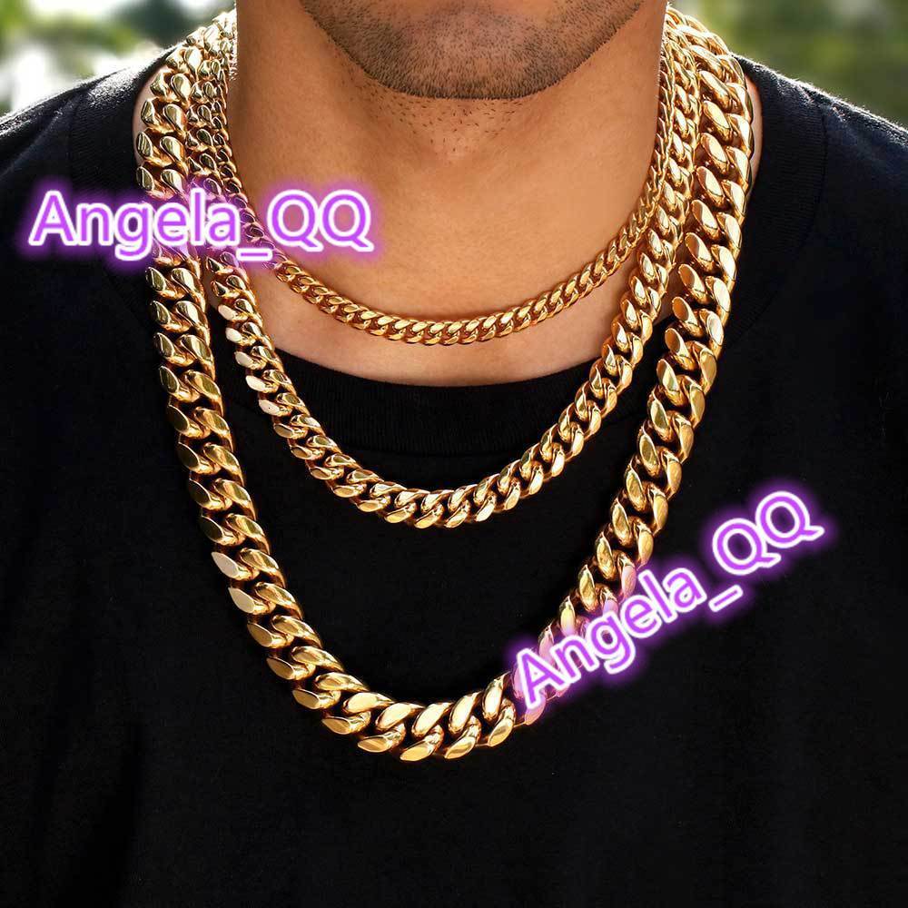 2025 Fashion Hip Hop 10/12/14mm Cuba Stainless Steel Necklace Mens Charm Colorless Jewelry