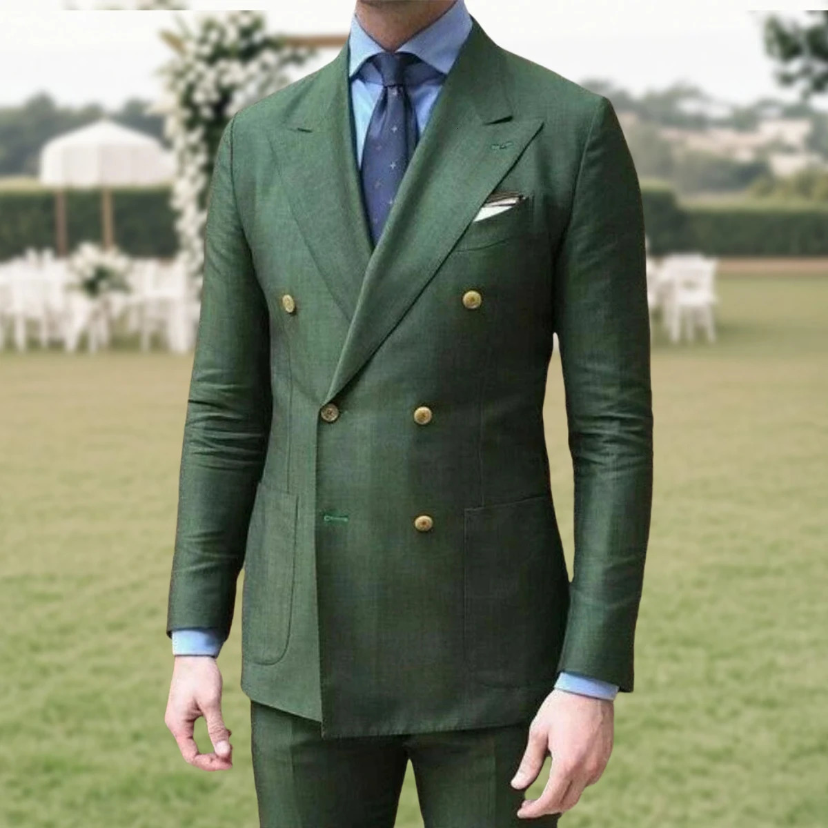 Casual Summer Linen Suit for Men ed Lapel Double Breasted Slim Fit Blazer with Pant Ensemble Costume Tendance Hommes Tuxedo 250520Z