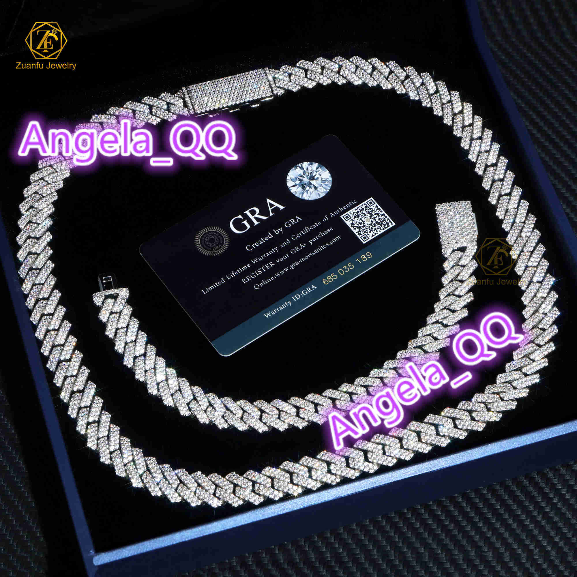 RTS Wholesale Fast Shipping Mens Hip Hop 925 Silver Necklace VVS Moissanite Diamond Cuban Link Chain 15mm Size for Mens