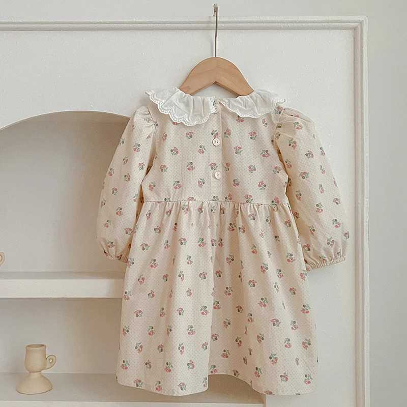 New Toddlers Kids Princess Dresses Children Dress Autumn New Girl Floral Embroidery Lace Collar Dress Cotton Casual Girls Dress R250530