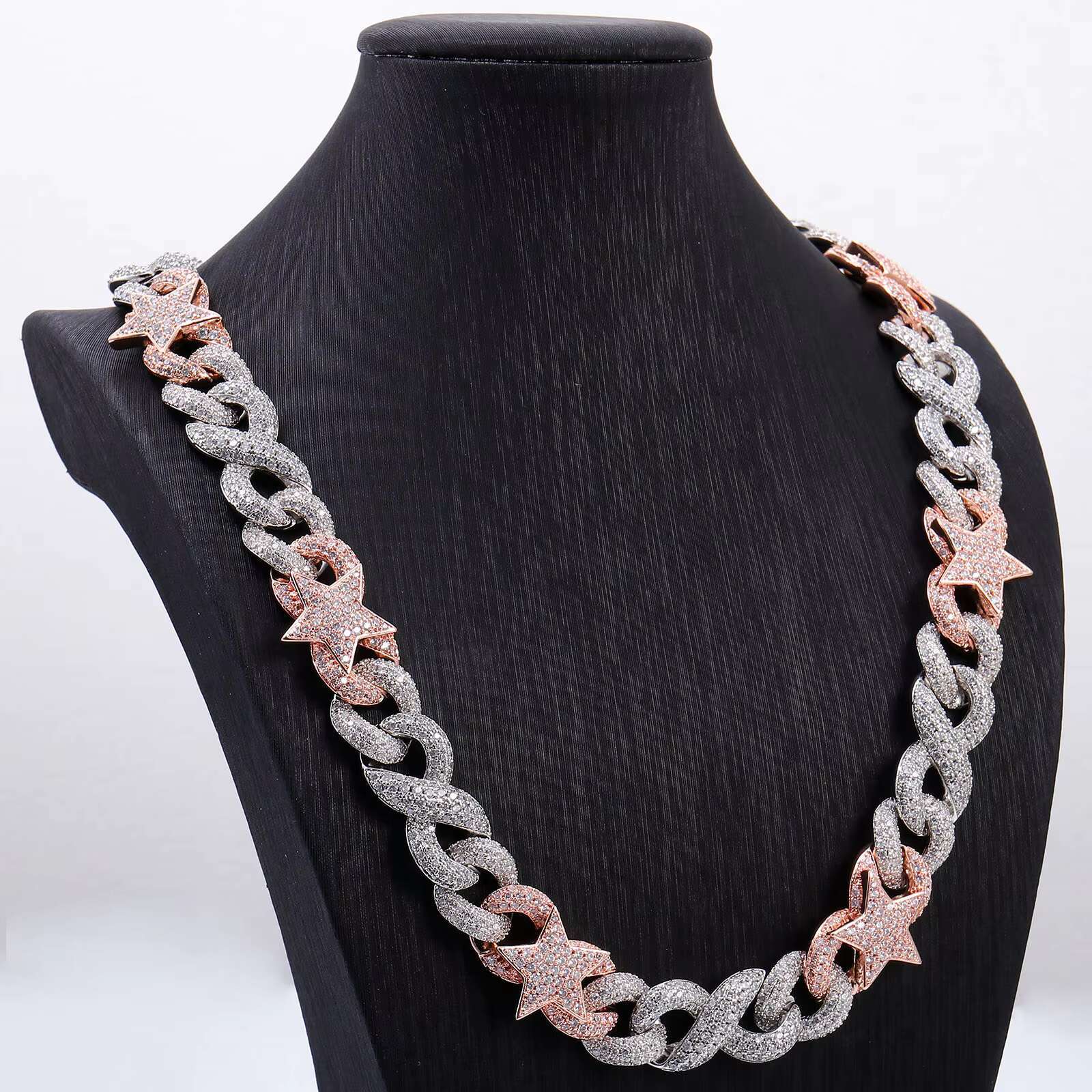 Fine Jewelry Chain 925 Silver Rose Gold Plated Necklace Moissanite Cuban Link Hip Hop Cuban Chain Bracelet for Women