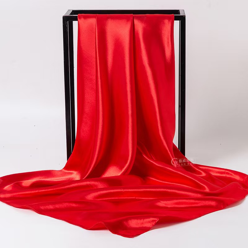 T854 Spring and Autumn Solid Color Scarf Satin All-match Professional Decoration Art Scarf Korean Version