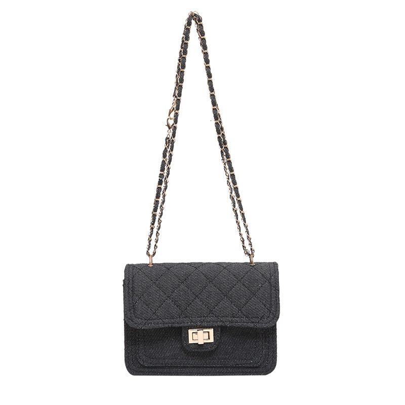 Denim Quilted Embroidered Small Square Bag For Shopping Bag Women 2025 Autumn Designer New Free Shipping Style Single Shoulder Lock Crossbody Bag Hand