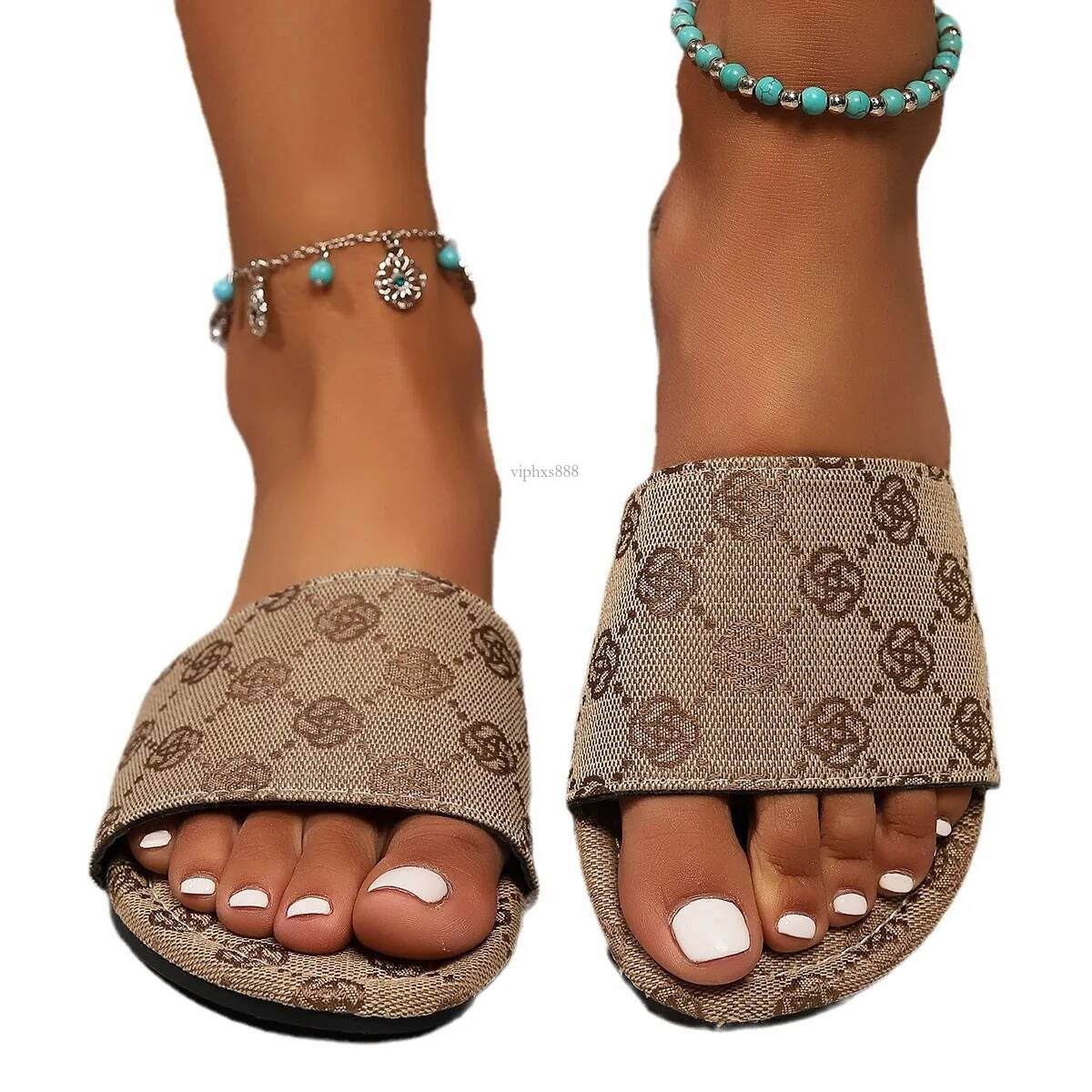 Free Shipping Outdoor Beach New Slides Designer Slippers Womans Sandals Flat Fashion Flower Slipper Outdoor Indoor Shoes Women Slide