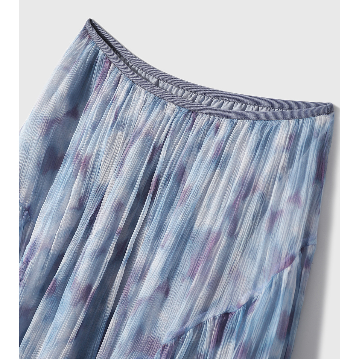 BV150 Silk Pleated Skirt Silk Ink Print A-Line Skirt