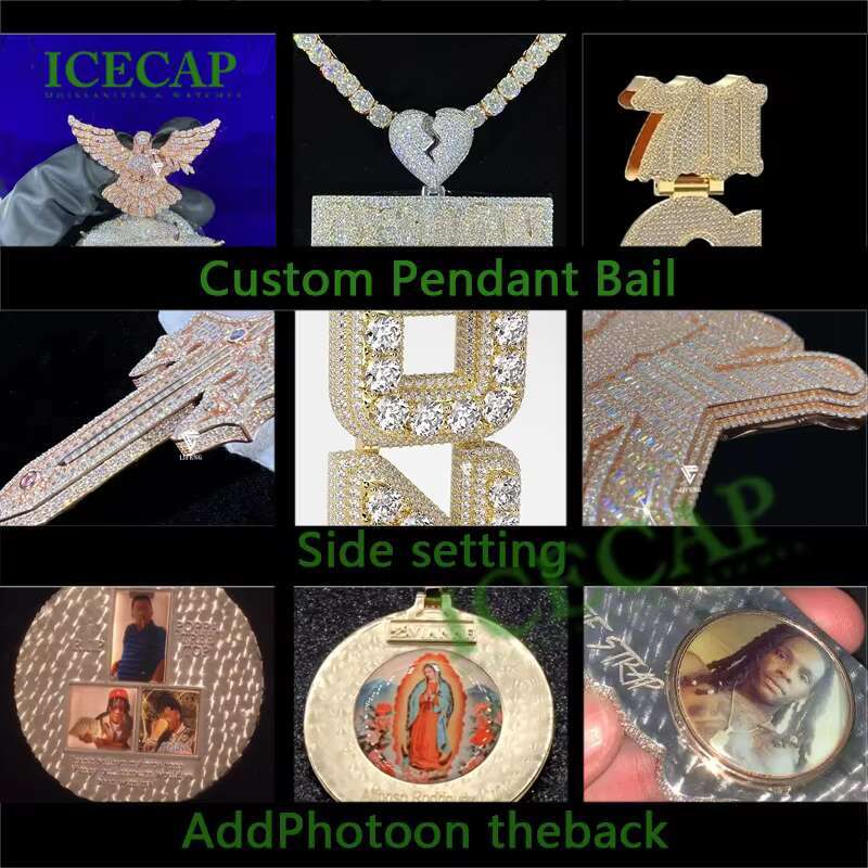 Luxury 2inch VVS Moissanite Diamond Pendant 925 Sterling Silver Charm Pendant Custom Hip Hop Fine Jewelry Pendant for Women