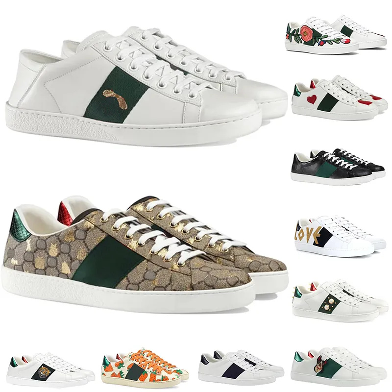Fashion Leather Bee Shoes Low Top Sneakers Snake Embroidery Classic Men Women Cartoon Shoes