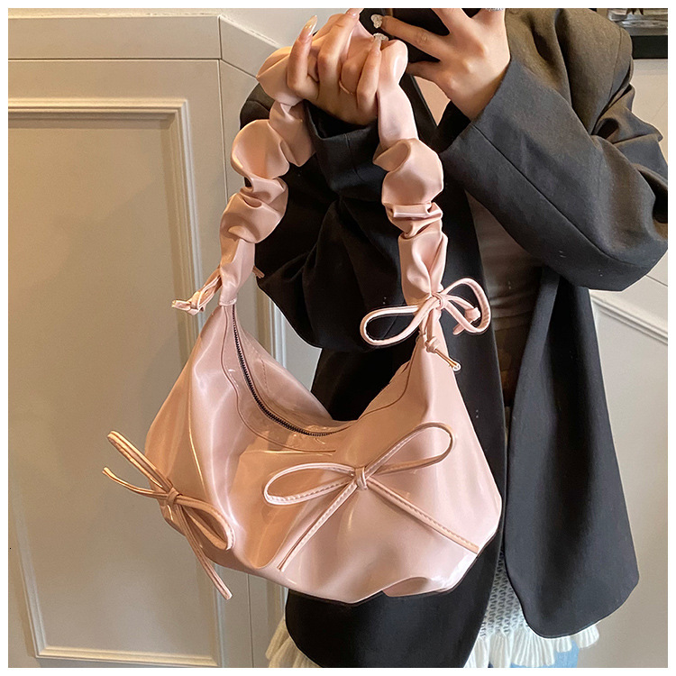 New women s cloud pleated bag large capacity underarm dumpling fashion bag drawstring bow fashion crossbody bag designer women s shoulder bag