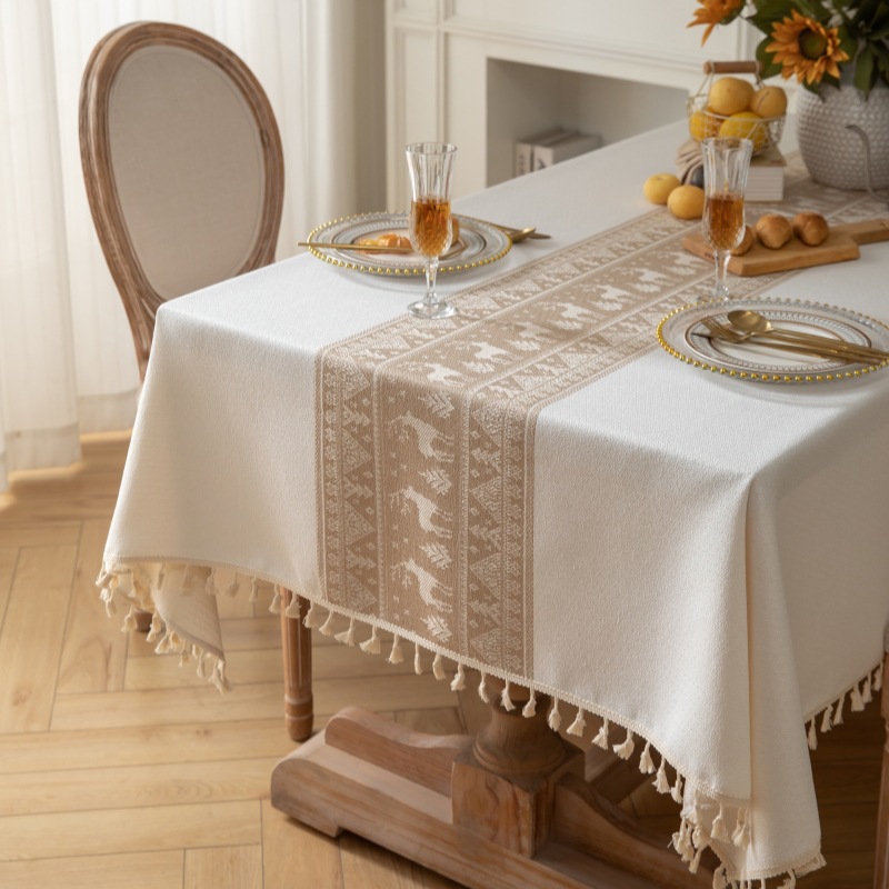 D28 tablecloth fabric cotton linen small fresh Nordic simple high-end light luxury rectangular home table cloth coffee table table cloth