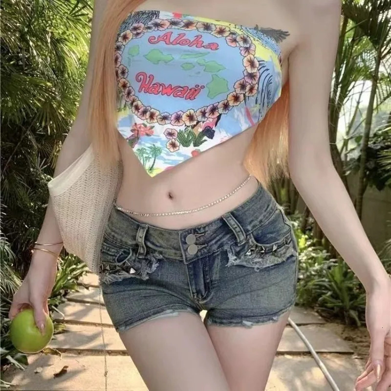 Y2k Summer Shorts Jeans Low-waist Sexy Denim Short Pants American All-match Slim Fit Bodycon Shorts for Women 250527