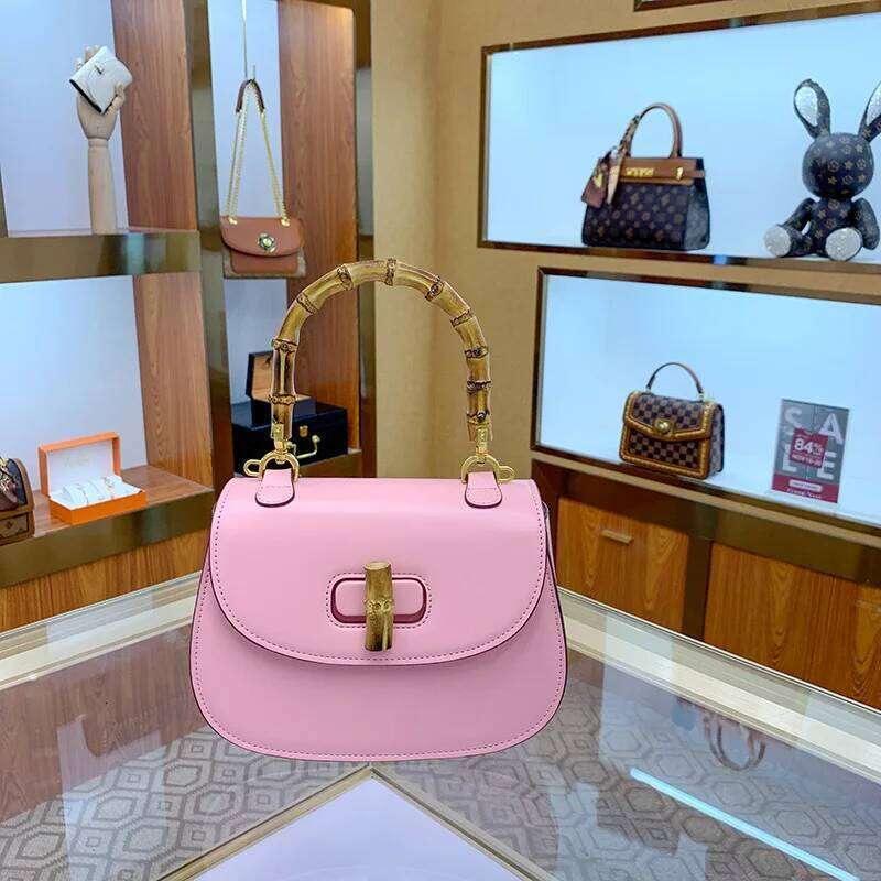 Designer Bag Genuine Leather Handbags For Women Ladies Designer Bag Natural Bamboo Handle Bags High Quality Trend
