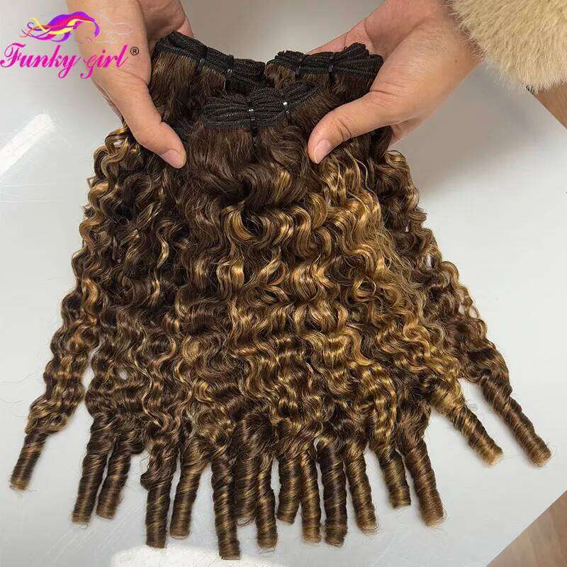 Highlight 12A Grade Burmese Curly 100% Pixie Curls Raw Hair synthetic hair Bundles Unprocessed Human hair Deals Full