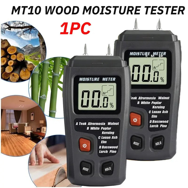 1PC MT10 Hygrometer Accurate Large LCD Display Wood Moisture Tester Digital Wall Moisture Detector Wood Moisture Meter 250530