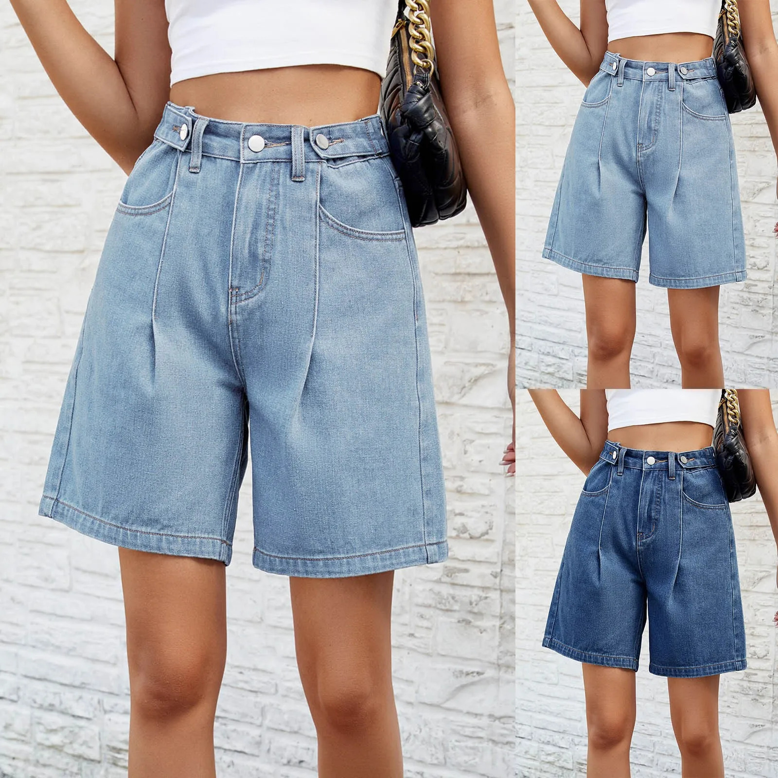 Summer Jean Shorts Women Denim High Waist Black Bue Short Jeans Y2k Summer Pants Women Bermuda Denim Shorts Wide Leg Baggy 250527