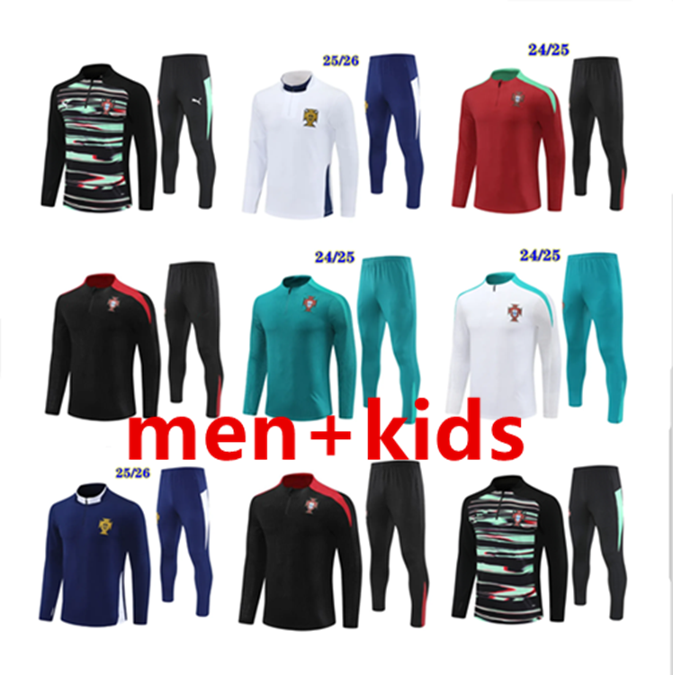 2025 26 Portugal European Cup Football TrackSuit RONALDO Portugieser 25 26 Portugal BERNARDO FERNANDES PEPE Football Sportswear Men's Kids Portugal Team
