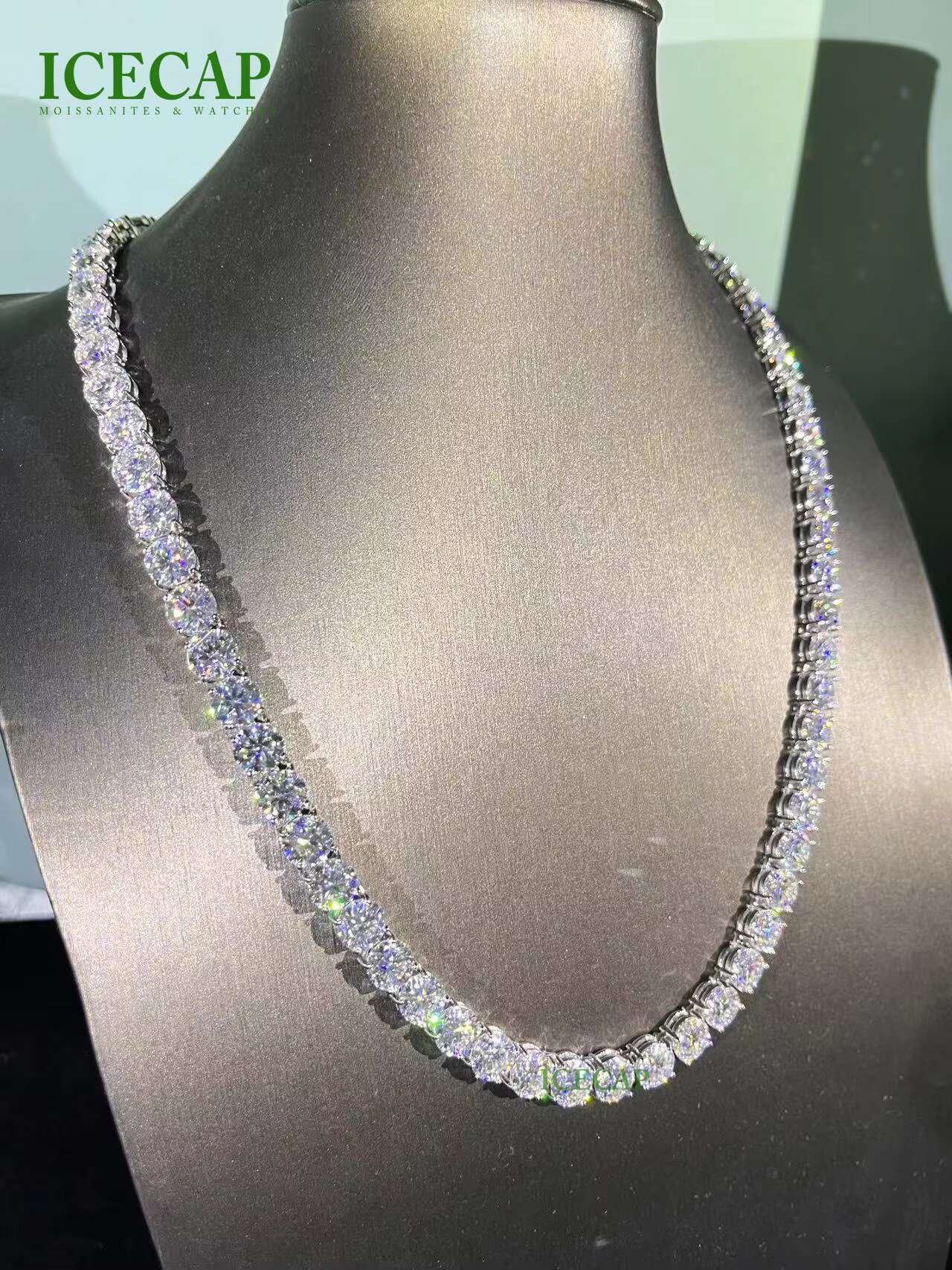 Custom 6mm Hip Hop VVS Moissanite Diamond Tennis Chain Lab Diamond Tennis Necklace for Men 925 Sterling Silver Tennis Chain