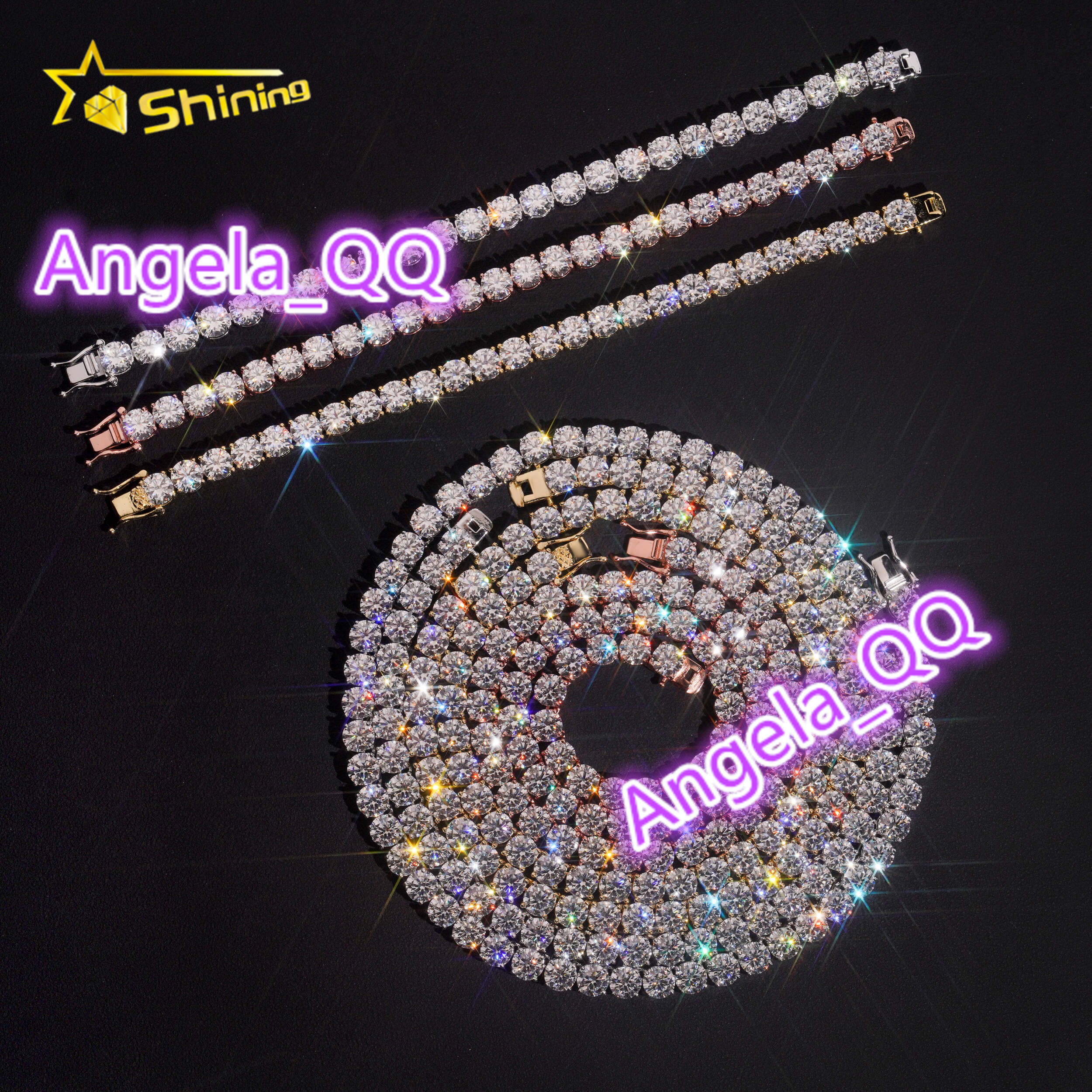 GRA Certificated 925 Sterling Silver Tennis VVS Moissanite Chains Hip Hop Men Women3-6MM Moissanite Tennis Necklace Fine Jewelry