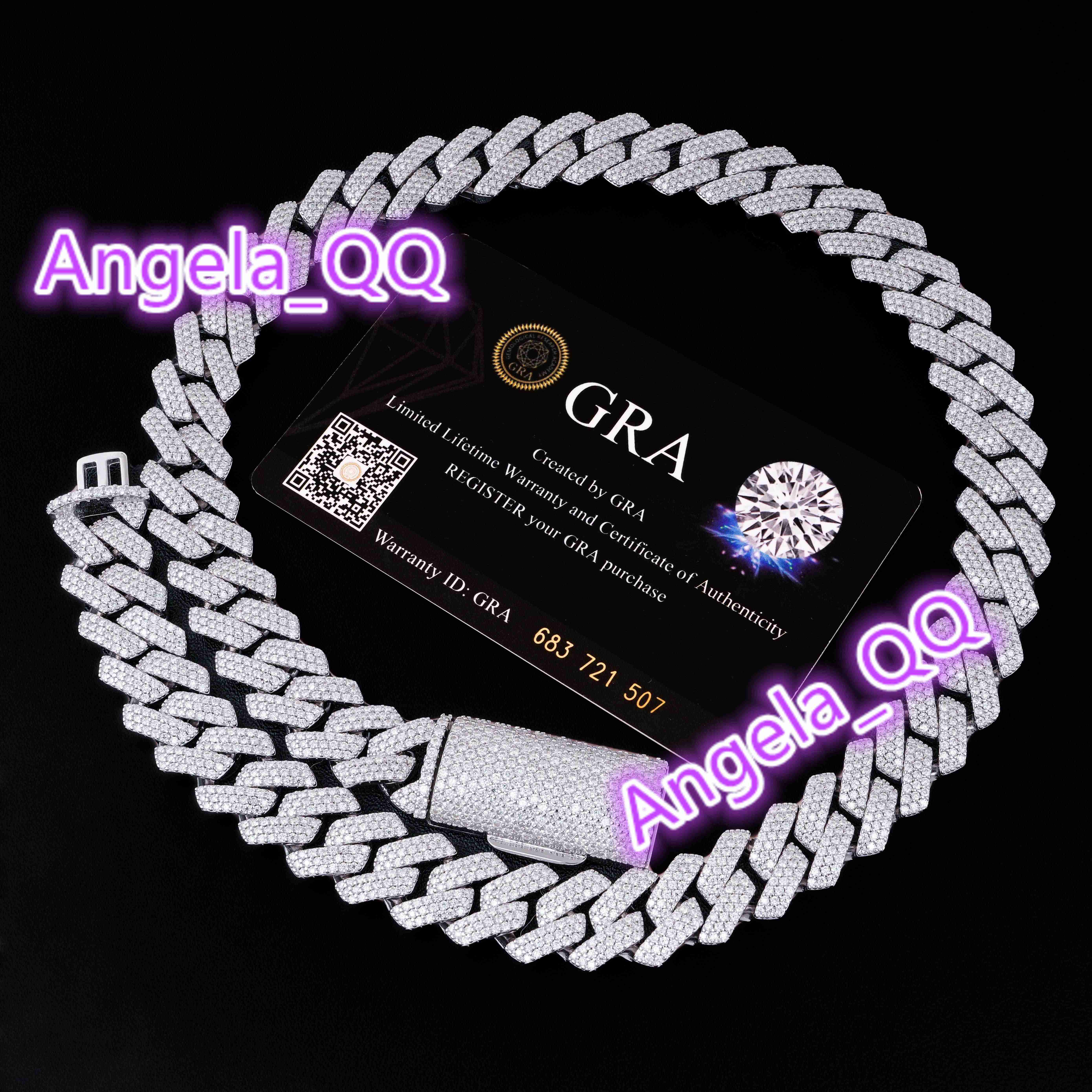 Popular Jewelry Iced Out 925 Sliver 12mm Cuban Link High Quality Moissanite Diamond Hip Hop Men Cuban Chain Necklace