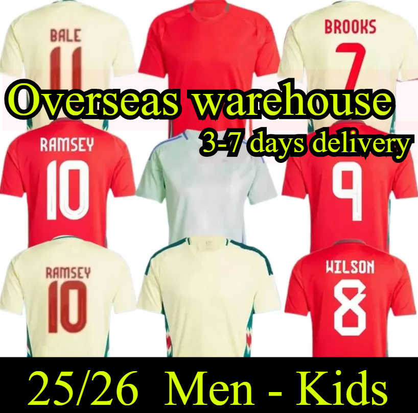 2024 Wales Soccer Jerseys JAMES BALE 25 26 Welsh Football Shirts JOHNSON N.WILLIAMS RODON T.ROBERTS CABANGO LEVITT MOORE THOMAS Men Kids Kit Jersey