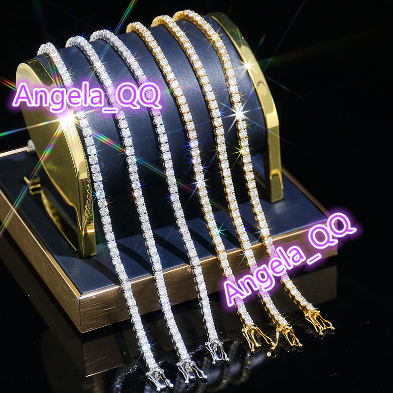 Fine Jewelry Necklace Vvs Moissanite Diamond Hiphop Tennis Chain Link Sterling Silver Diamond Bracelet