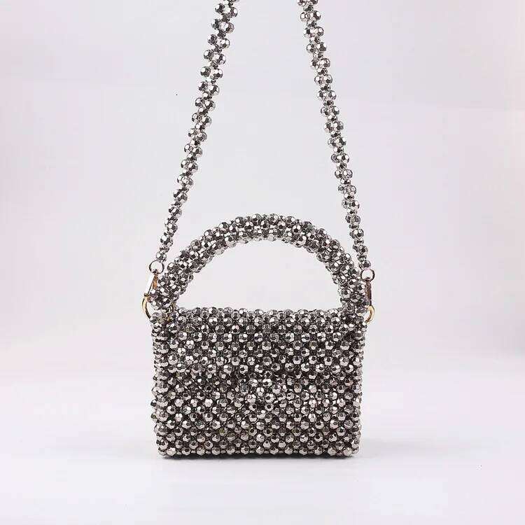 Handmade Bead Hand-Woven Pearl Celebrity Handbags Unique Design Ladies Party Bag Top-Handle Purses And Handbag