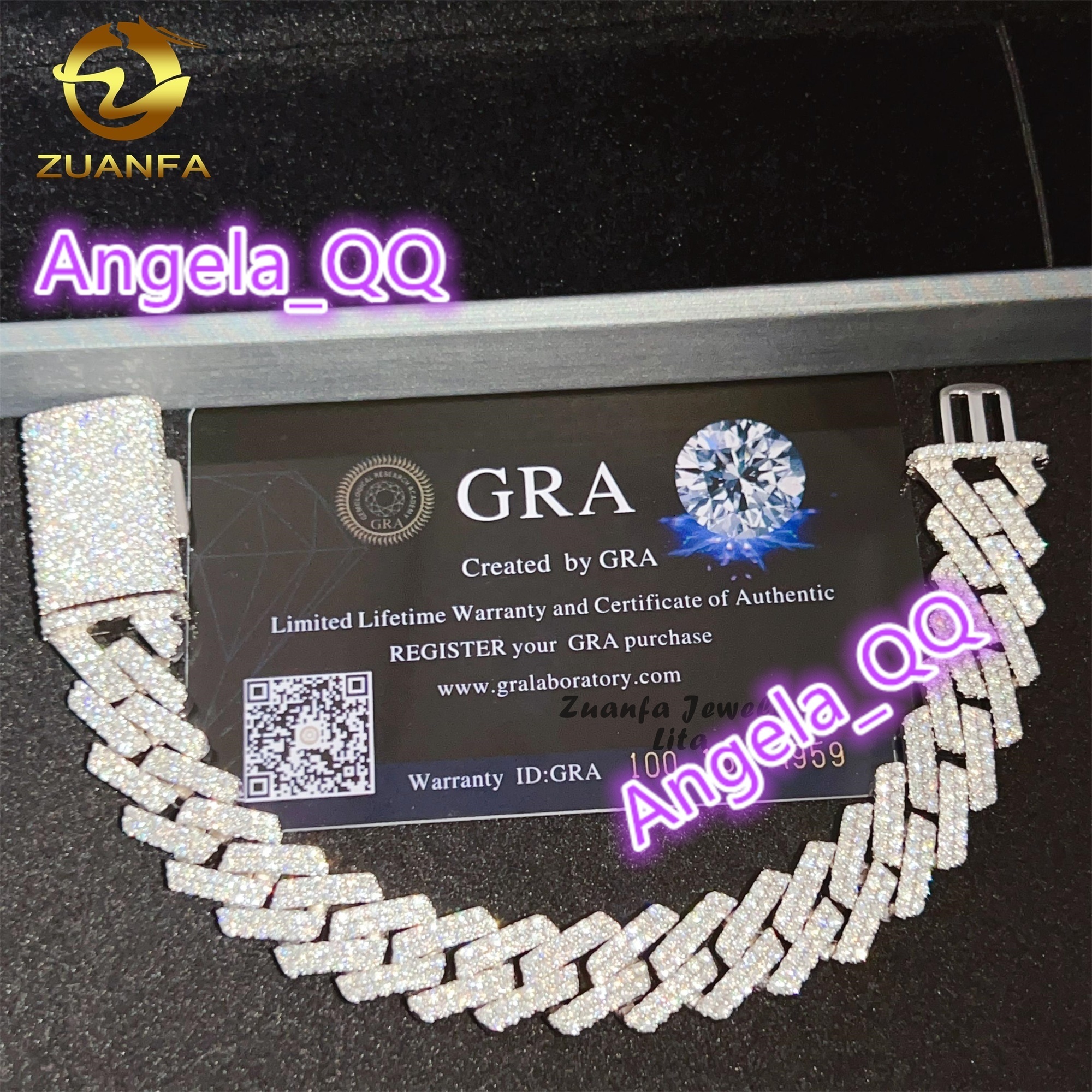 Hot Selling Diamond 14mm Hip Hop 925 Sterling Silver Straight Moissanite Cuban Link Bracelet