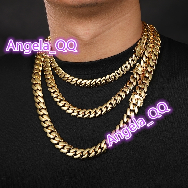 Cadena Cubana Para Hombres Hiphop Jewelry 8/10/12/14mm Gold Plated Heavy Solid Miami Cuban Link Chain Necklace
