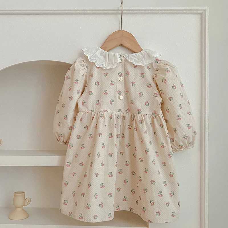 New Toddlers Kids Princess Dresses Children Dress Autumn New Girl Floral Embroidery Lace Collar Dress Cotton Casual Girls Dress R250530