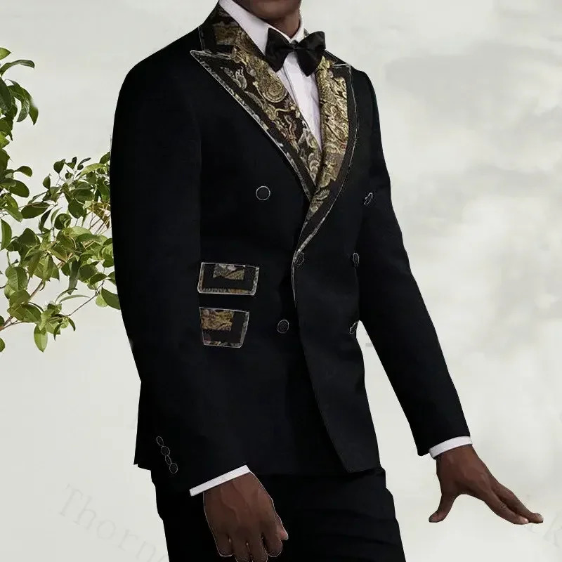 Yellow Floral Mens Suits Double Breasted Slim Fit For Wedding Business Tuxedo Groomsman Fashion JacketPants 2025 250520Z