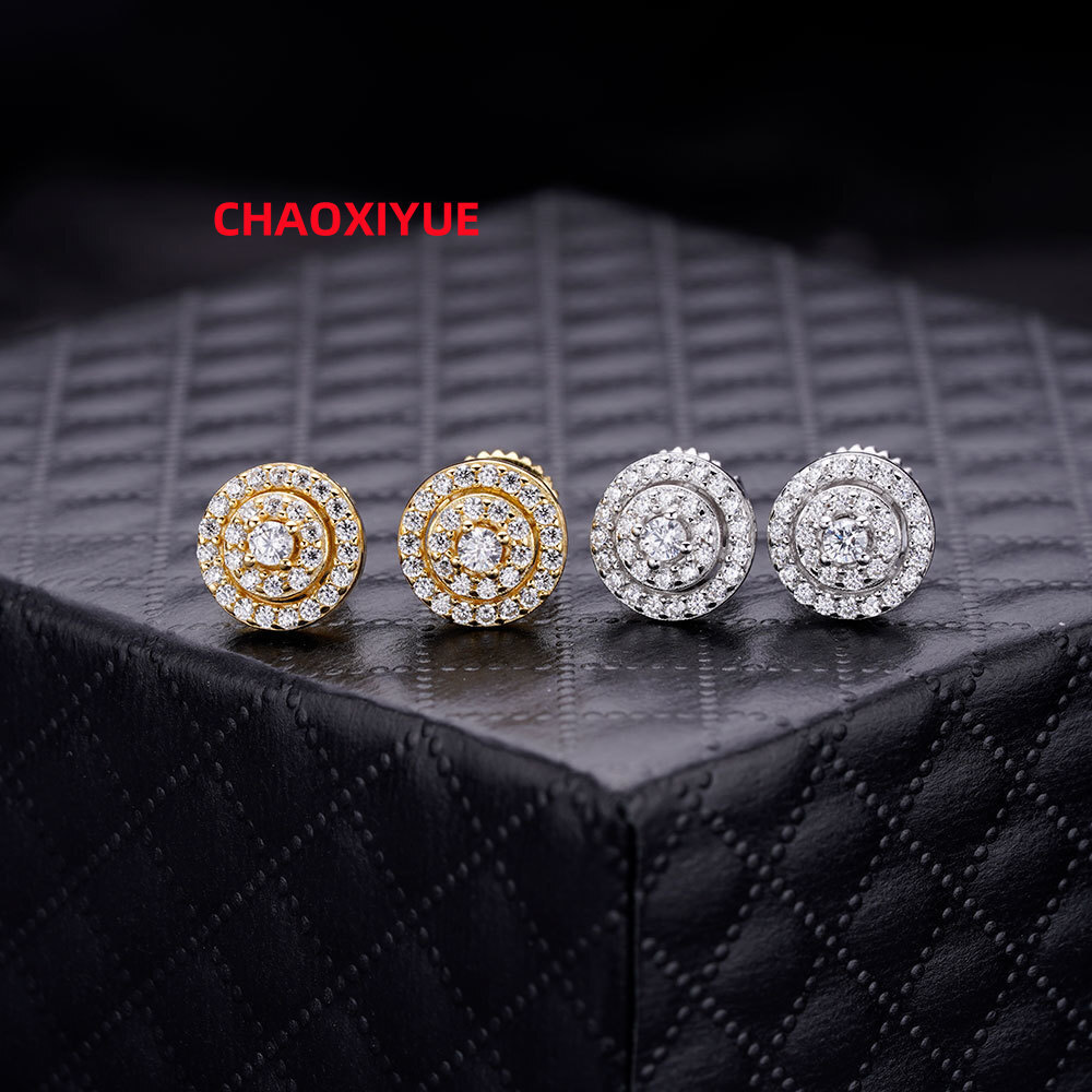 2025 New Minimalist 925 Sterling Silver 18K Gold Plated Hypoallergenic Iced Out Zircon Moissanite Stud Earrings