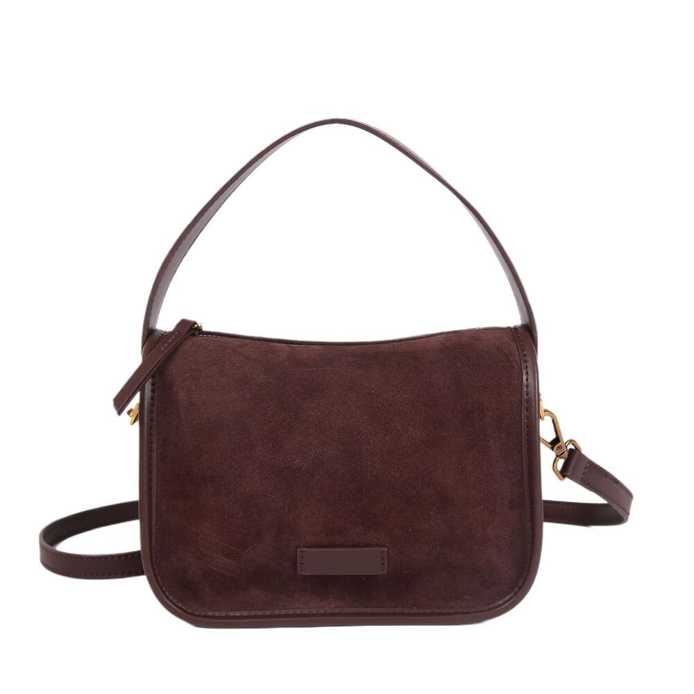 Famous brand bag suede cowhide fashion women's shoulder diagonal cross coffee women brown handbag angora red