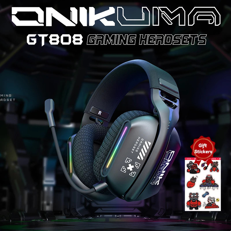 ONIKUMA GT808 24GHz Wireless Gaming Headset Noise Cancelling Earphone For PS5 PC Mac Headphones With Mic RGB 250526