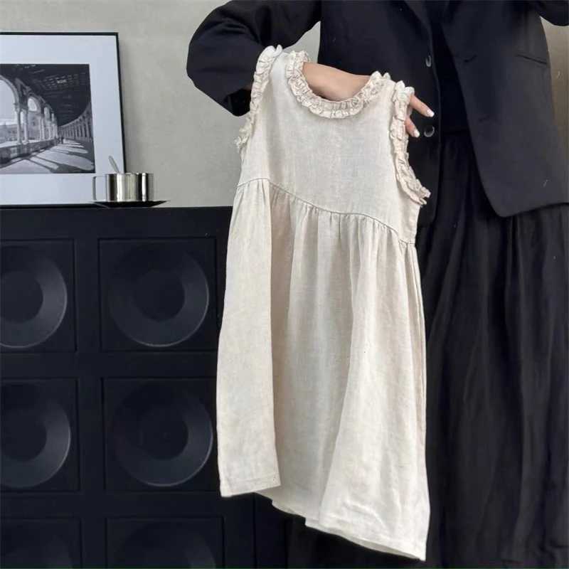 1-6Y Kids Baby Girl Dress Toddler Ruffles Sleeve Princess Dress Solid Cotton Linen Casual Dress for Party Flower Girl Clothes R250530