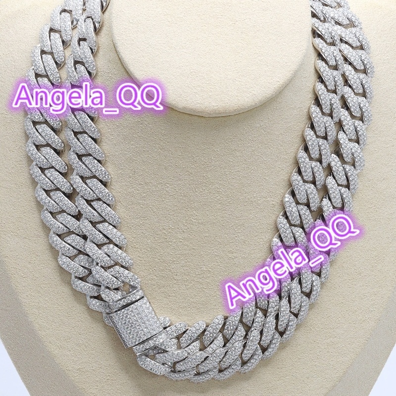 Full Iced Out Moissanite Cuban Chain Sterling Silver925 Hip Hop Jewelry 14mm Width Moissanite Chain Necklace