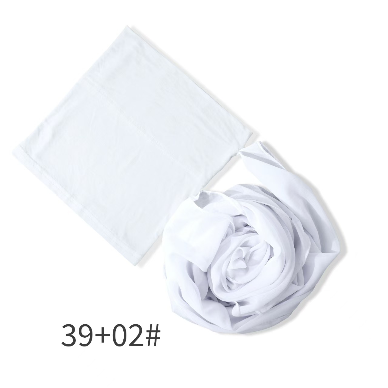 T849 new chiffon headscarf pleated drawstring hat set monochrome pearl scarf