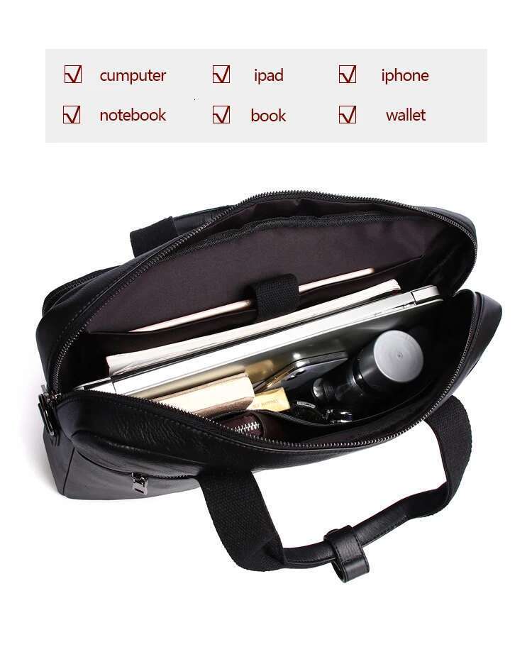 Designer Bag SCHLATUM Genuine Leather Bussiness Briefcases Black For Men Handbags Laptop Briefcase Bags Inch Office Computer