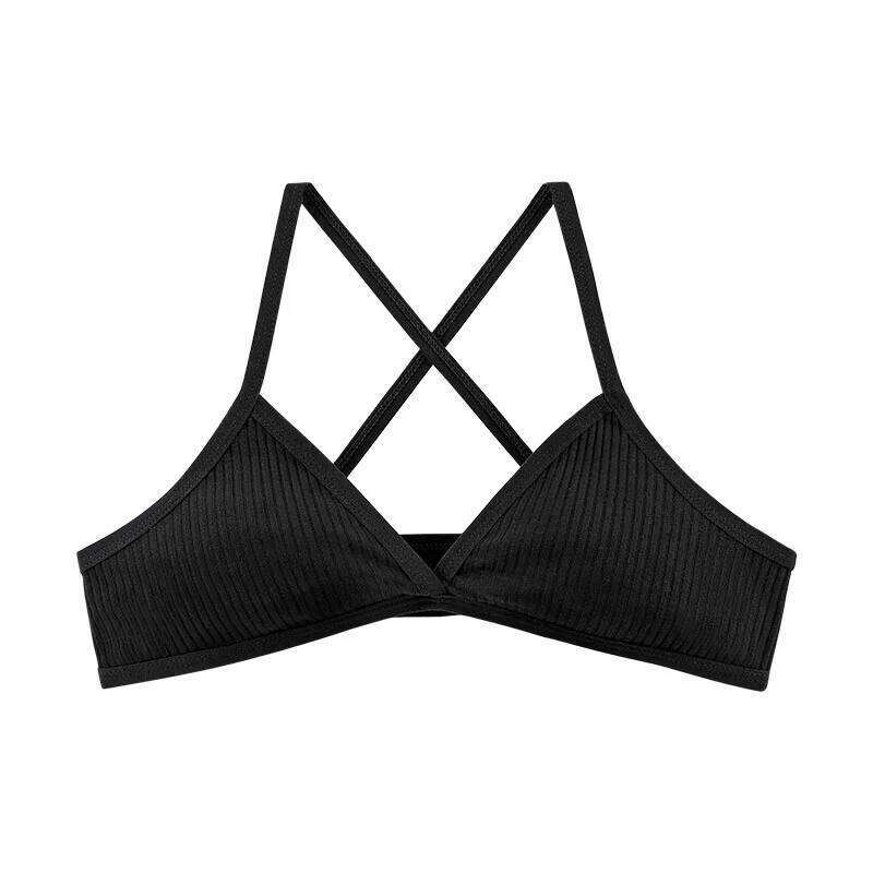 Comfort Cotton Yoga Bras For Women Thin Sport Style Unlined Bralette Sexy Deep V Triangle Cup Cross Beauty Back Bra sujetador