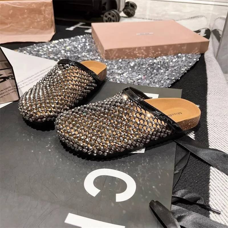 Free Shipping Designer Slippers Flat Outdoor Beach Slides For Womens Sandals Girl Gold Black Sliver Fashion Embroidery Slipper Outdoor Shoes